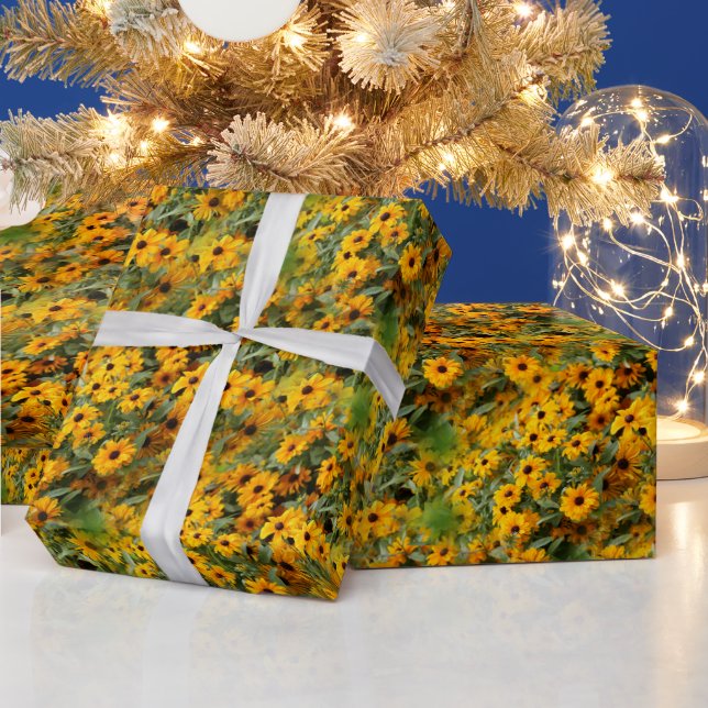 Papier Cadeau Rudbeckias floral élégant Susans à oeil noir (Vacances)