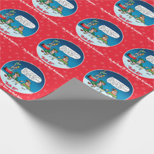 Papier Cadeau Rude Alf L'Elfe Nosé Rouge Drôle Drôle Caricatu