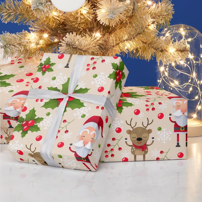 Papier Cadeau Rudolph Père Noël Snowman Papier d'enveloppement d (Vacances)