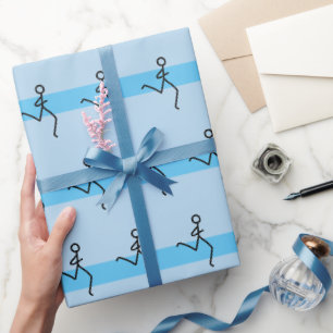 Papier Cadeau Runner Runner Blue Motif Wrapping Papier