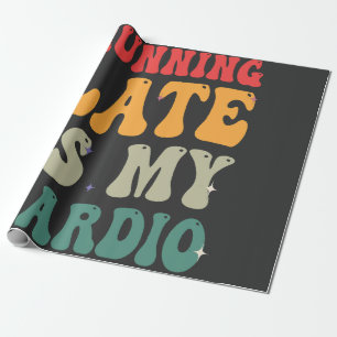 Papier Cadeau Running Late est mon Cardio Funny Retro Fitness Ca
