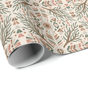Papier Cadeau Russe Boho Tribal Earth Tones Motif géométrique