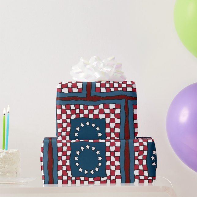 Papier Cadeau Russe Patriotic Americana Quilt Motif USA Art (Créateur téléchargé)
