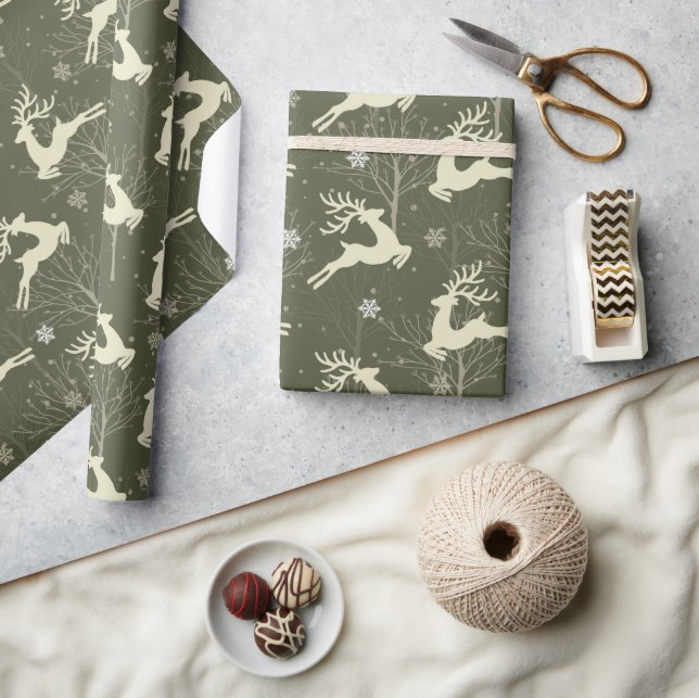 Papier Cadeau Russe Père Noël Flying Reindeer Noël (Artisanat)