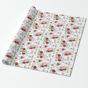 Papier Cadeau Russe Southern Watercolor Floral & Motif de coton