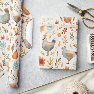 Papier Cadeau Russe Thanksgiving Turquie & Citrouille aquarelle