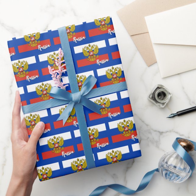 Papier Cadeau Russie Papier à papier, bleu, drapeau russe (Cadeaux)