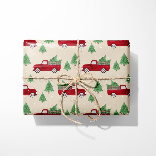Papier Cadeau Rustic Red Truck Christmas (Créateur téléchargé)