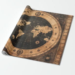 Papier Cadeau Rustic Vintage World Map Globe (4)