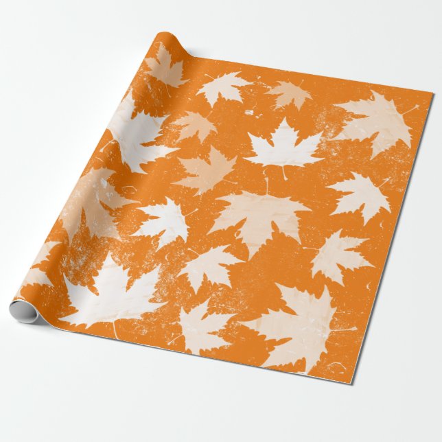 Papier Cadeau Rustique Automne Feuilles Motif (Déroulé)