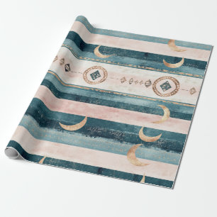 Papier Cadeau Rustique Céleste Rayure Lune Soleil Terreen (10)