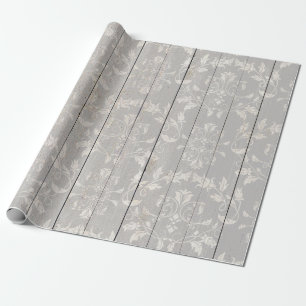 Papier Cadeau Rustique Ferme Shabby Chic Blanc Bois Décoratif