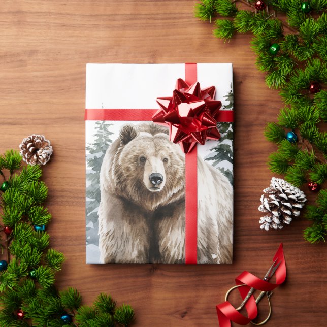 Papier Cadeau Rustique Grizzly Bear (Cadeau de vacances)