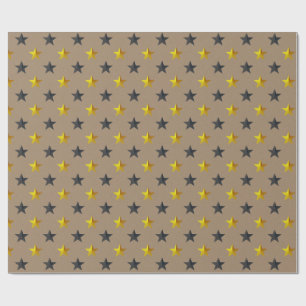 Papier Cadeau Rustique Kraft Black Gold Stars