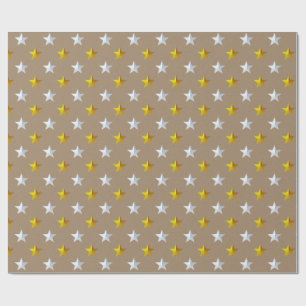 Papier Cadeau Rustique Kraft Gold Silver Stars