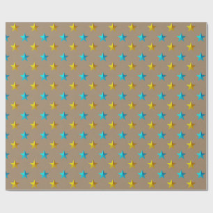 Papier Cadeau Rustique Kraft Turquoise Blue Gold Holiday