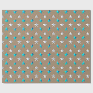 Papier Cadeau Rustique Kraft Turquoise Blue Silver Holiday