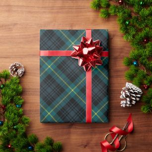 Papier Cadeau Rustique Navy et Vert Plaid Holiday Black Watch