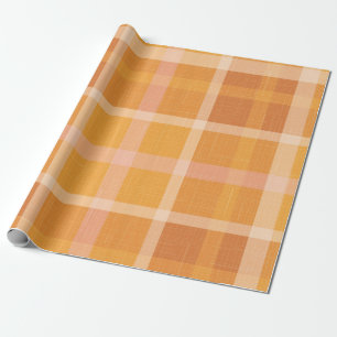 Papier Cadeau Rustique Orange Automne Plaid Tartan Enveloppement