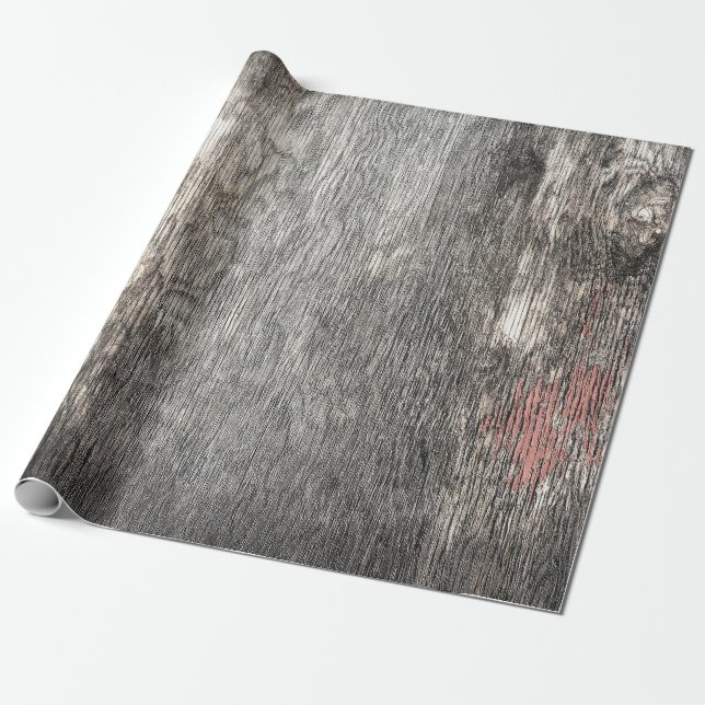 Papier Cadeau Rustique Pays Gris Beige Texture Bois Grain (Déroulé)