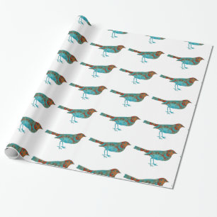 Papier Cadeau Rustique Turquoise Bird
