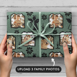 Papier Cadeau Rustique Turquoise empilé Angel 3 Photo famille