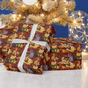 Papier Cadeau Sa station et quatre chiens As Jouer au Poker