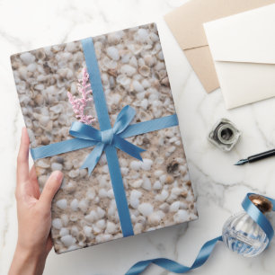 Papier Cadeau Sable de plage avec petits coquillages Motif répét
