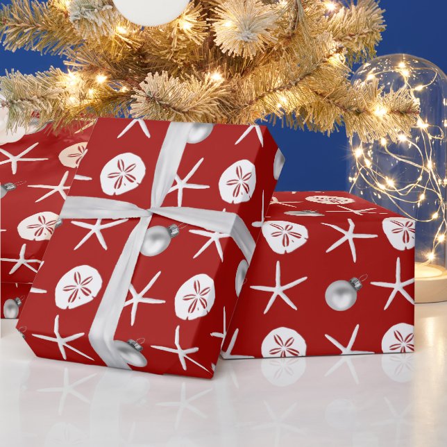 Papier Cadeau Sable de poisson rouge Dollar Noël tropical (Vacances)