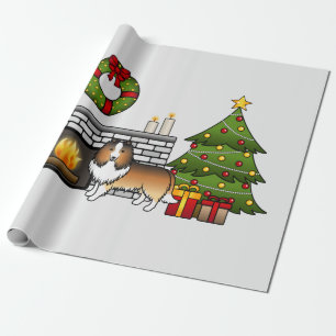 Papier Cadeau Sable Shetland Sheepdog Chien Dans Une Salle De No
