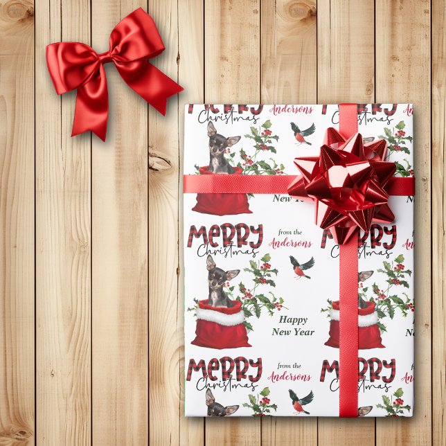 Papier Cadeau Sac cadeau de Noël de Chihuahua Tan noir (Créateur téléchargé)
