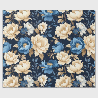 Papier Cadeau Sac Cadeau Fleurs Victoriennes Bleu