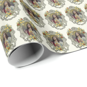 Papier Cadeau Sacré Coeur Religieux Jésus Élégant Enveloppem