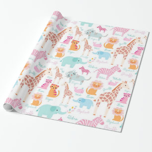 Papier Cadeau Safari Animal Nursery Print