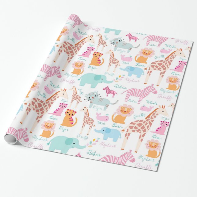 Papier Cadeau Safari Animal Nursery Print (Déroulé)