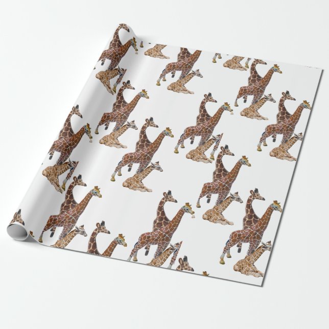 Papier Cadeau Safari d'anniversaire de Giraffe (Déroulé)
