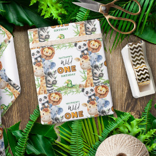Papier Cadeau Safari jungle Wild One 1er anniversaire 
