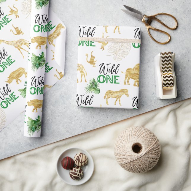 Papier Cadeau Safari Wild One 1er anniversaire (Artisanat)