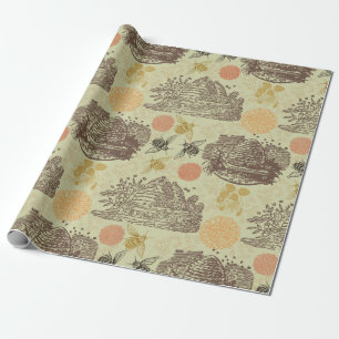 Papier Cadeau Sage de bourdon de miel vintage