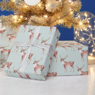 Papier Cadeau Sage Green Christmas Deer