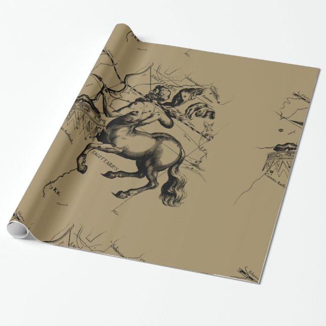 Papier Cadeau Sagittarius Constellation Carte Engraving Hevelius (Déroulé)