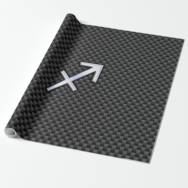 Papier Cadeau Sagittarius signe Zodiac Noir en fibre de carbone (Déroulé)