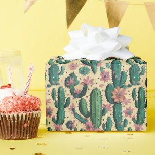 Papier Cadeau Saguaro Cactus Floral Motif sans fil