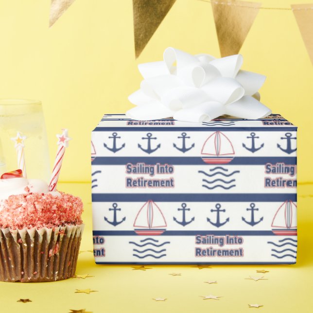 Papier Cadeau Sailing Into Retirement Nautical Wrapping Paper (Fête d'anniversaire)