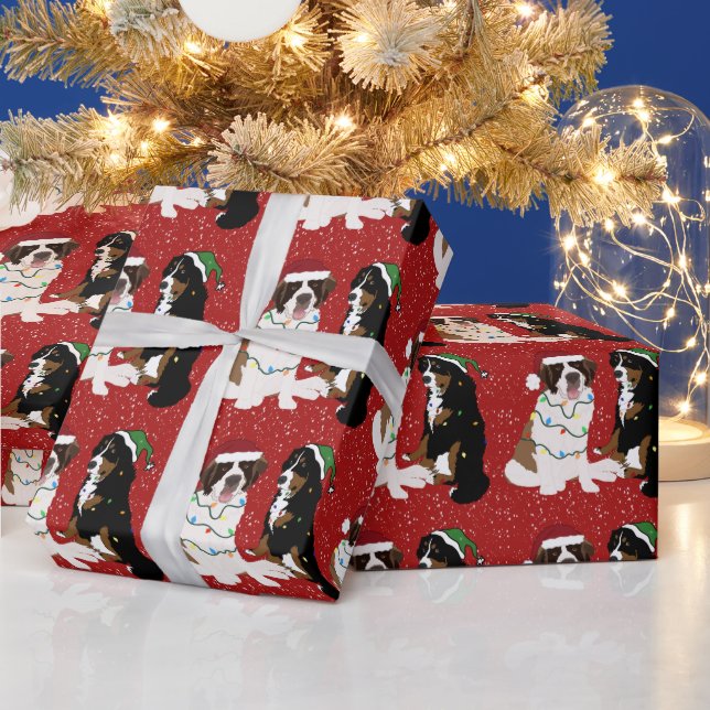Papier Cadeau Saint Bernard et Bernese Mountain Dog  (Vacances)