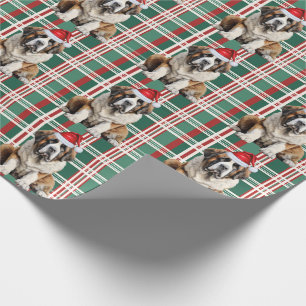 Papier Cadeau Saint Bernard Santa Chien Plaid Noël