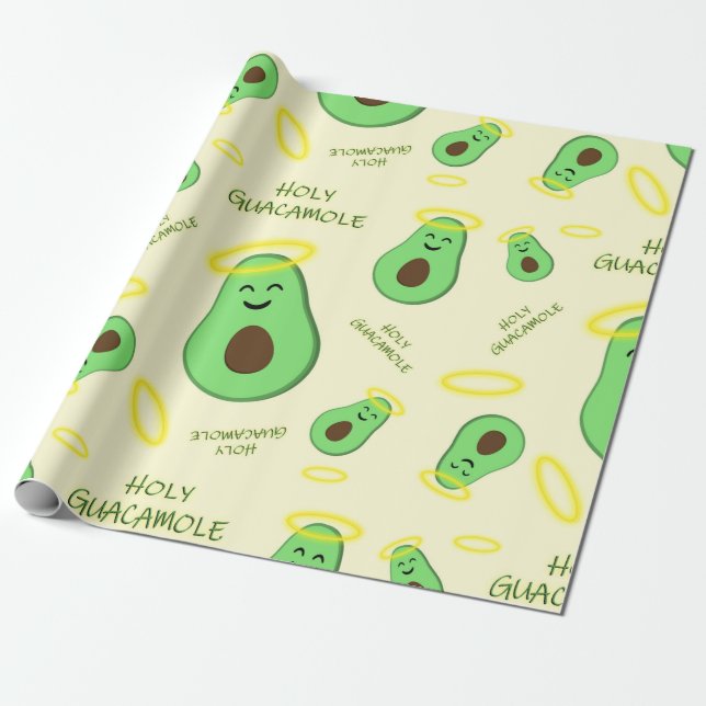 Papier Cadeau Saint-Guacamole mignon avocat (Déroulé)