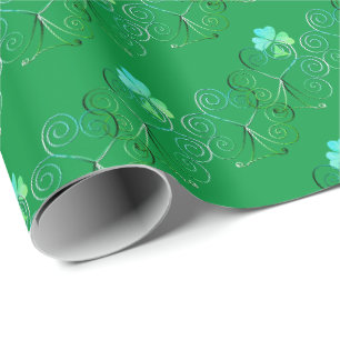 Papier Cadeau Saint Patrick's Day Shamrock Curly Green