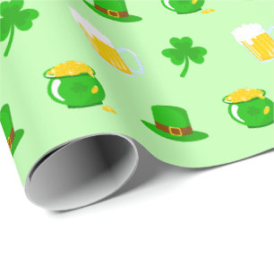 Papier Cadeau Saint Patrick's Day Shamrock Pot of Gold Celtic Kn