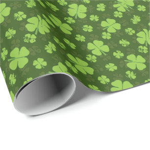PAPIER CADEAU SAINT PATRICKS QUATRE HORLOGE FEUILLE